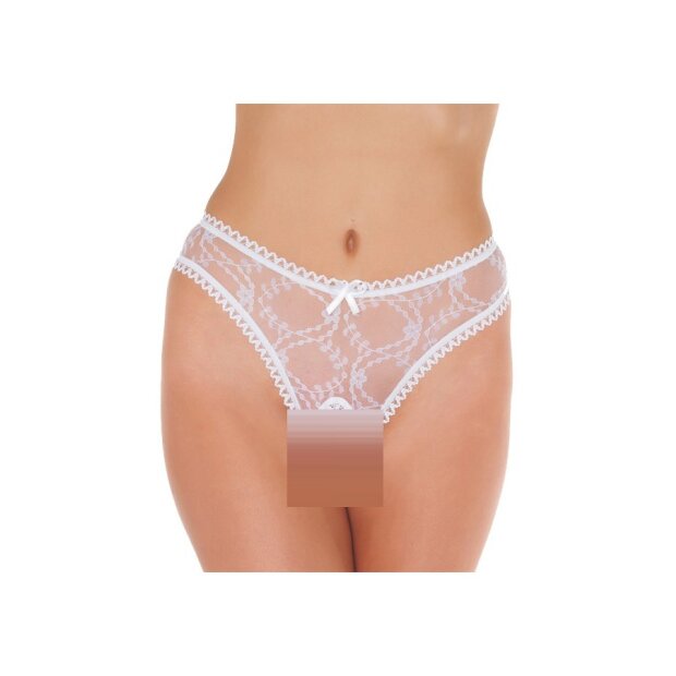 Amorable Transparenter G-String mit offenem Schritt Weiß One Size