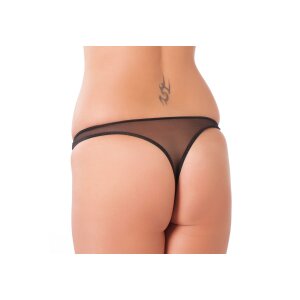 Amorable Open Thong with Pearls Black One Size