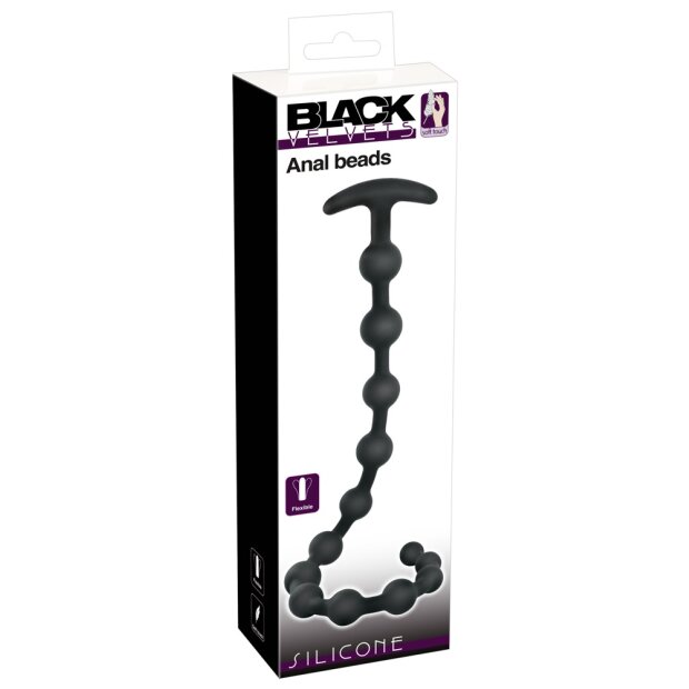 Black Velvets Anal Bead Chain Black 50 cm