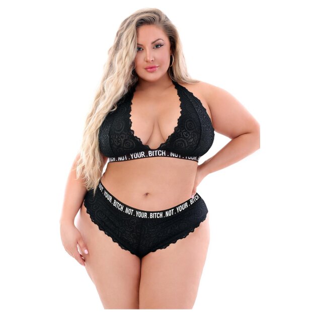 Not Your Bitch Lace Bralette & Cheeky Panty Queensize