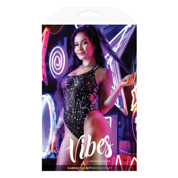 Karmas A Bitch Mesh Bodysuit Black M/L