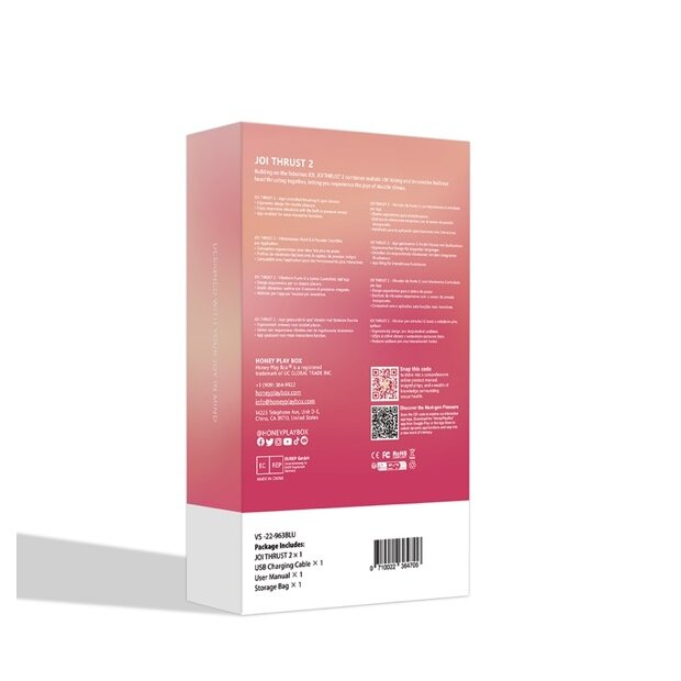 HoneyPlayBox JOI Thrust 2 Pressure Sensing App Controlled Thrusting G-spot Vibrator & Tongue Clit Licker Blue