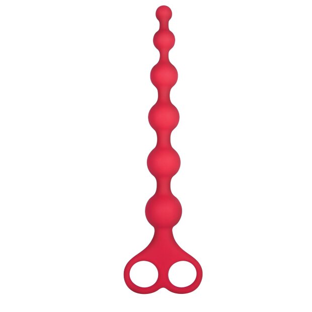 NMC 8 Inch Ribbed Silicone Anal Beads Red
