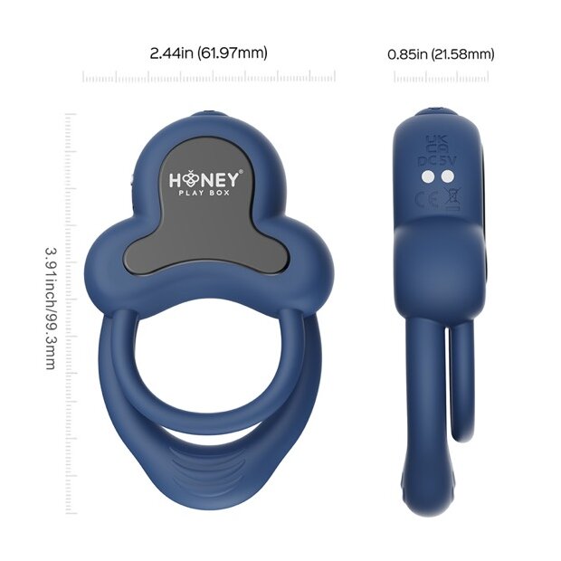 HoneyPlayBox Anello App-Controlled Vibrating Double Cock Ring Penisring Blau ⌀ 2,2 cm