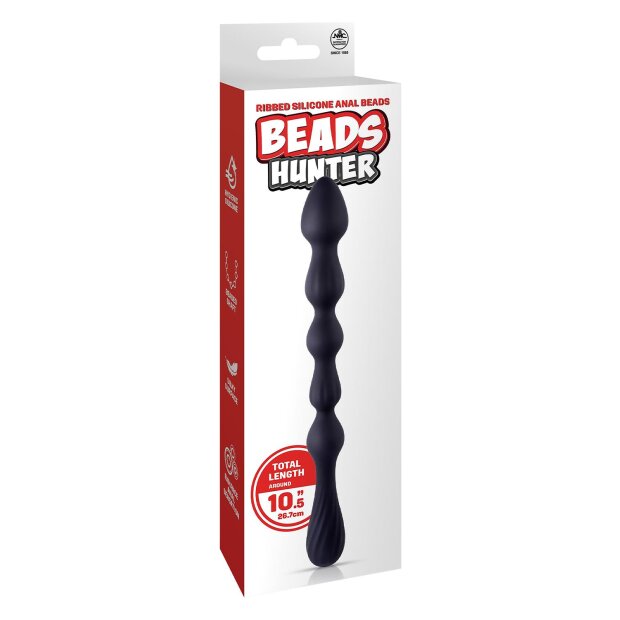 NMC 10,5 Inch Ribbed Silicone Anal Ball Beads Black