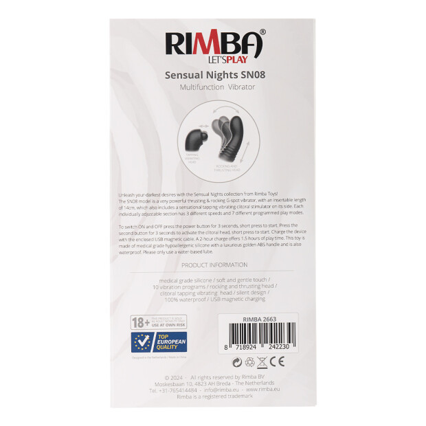 Rimba Toys - Sensual Nights SN08 - Multifunction Vibrator - Black