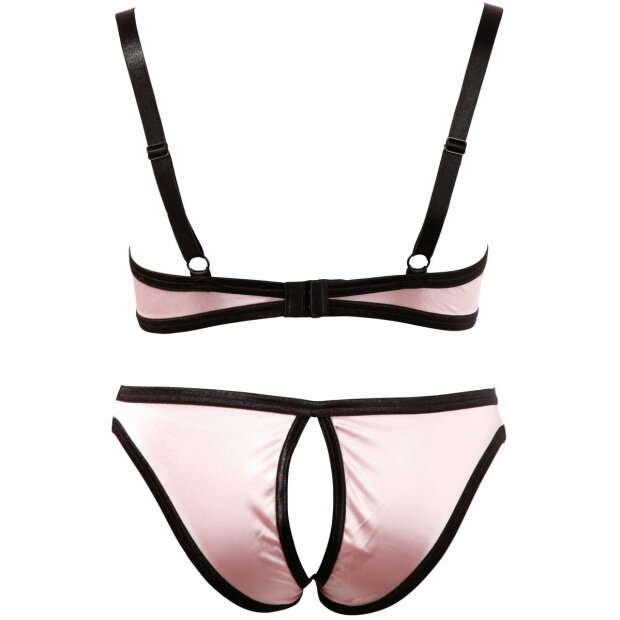 Cotelli Collection Set of rose satin with black details - B85