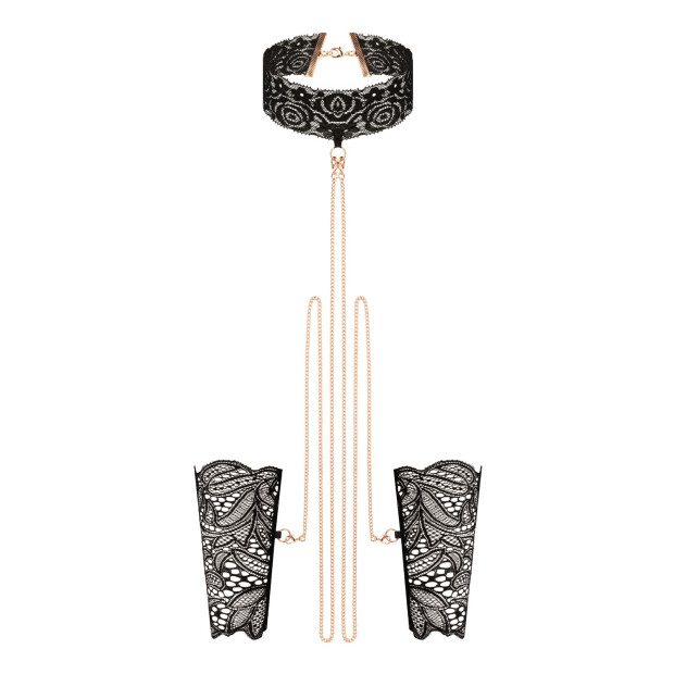 Rosy Gold - Lace Cuffs and Collar - Black