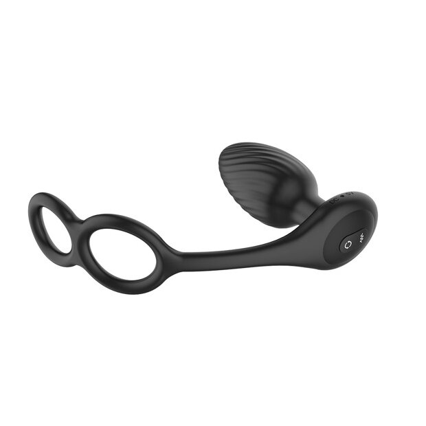 Nexus TORNADO Rotating Plug with Cock & Ball Rings - Black