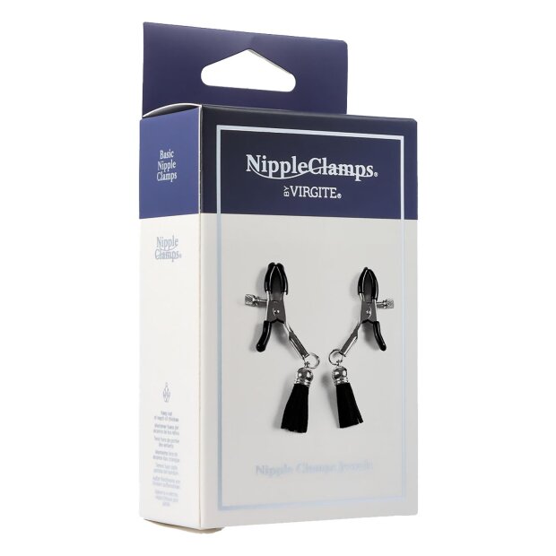 Virgite Nippelklemmen Modell 21 Schwarz Silber 2 Stück