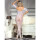 SUBBLIME Fishnet Crotchless Bodystocking With White Roses Pattern One Size