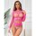 SUBBLIME Piece Long Sleeves Fishnet Bodystocking Pink One Size