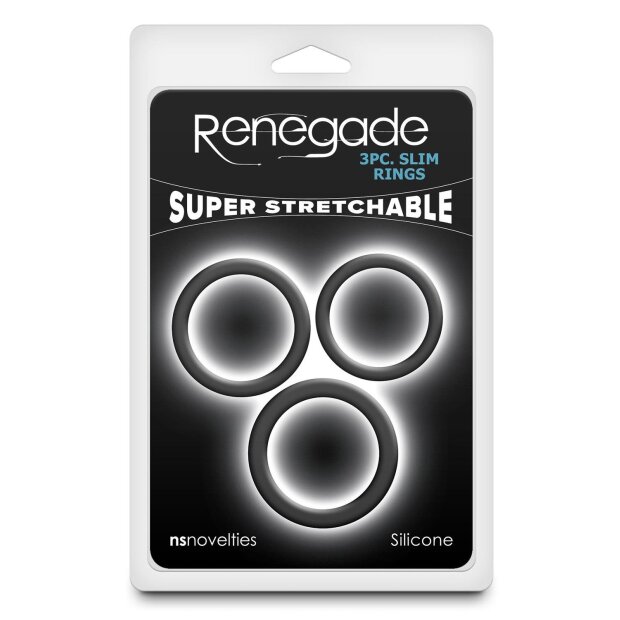NS Novelties Renegade Slim Rings 3-teiliges Penisring Set Schwarz Ø 5,4 cm