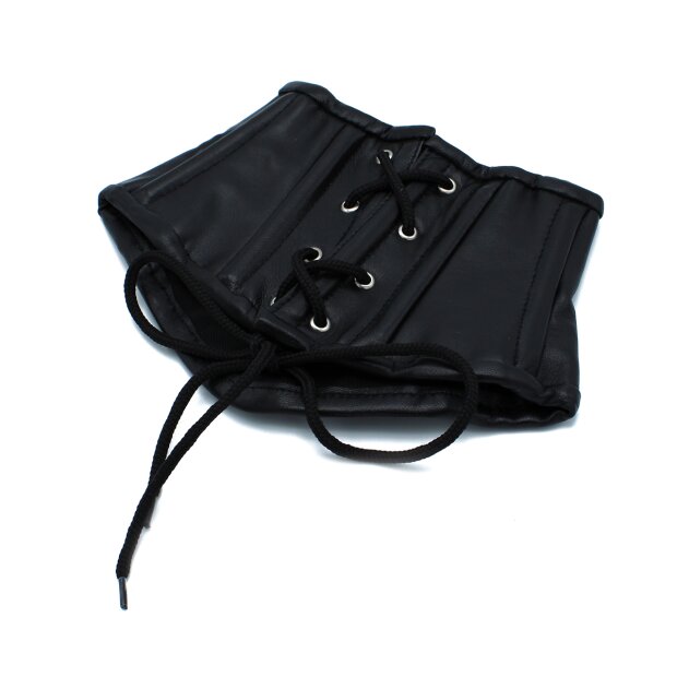Kiotos Leather Collar in Corset Style Black