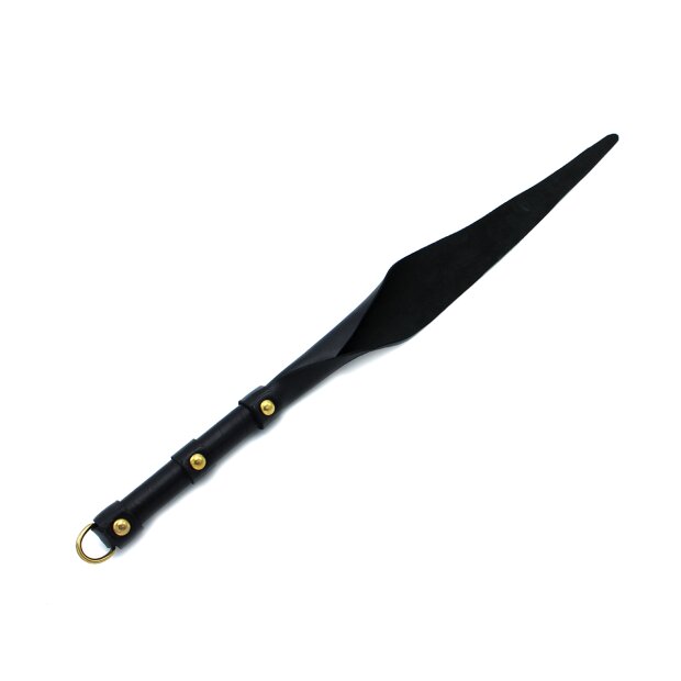 Kiotos Leather Whip with D-Ring Black Gold