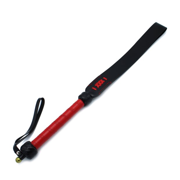 Kiotos Black & Red Leather Long Paddle Whip