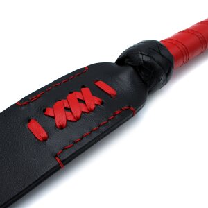 Kiotos Black & Red Leather Long Paddle Whip