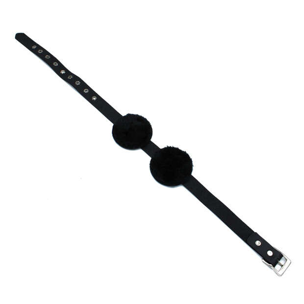 Kiotos Black Leather Blindfold with Adjustable Eye Patches