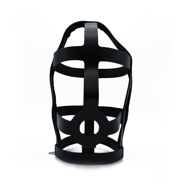 Kiotos Black Leather Head Cage with Zipper