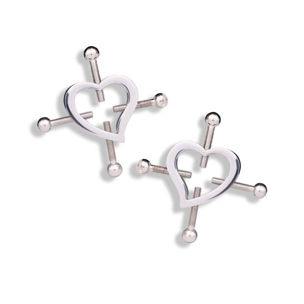 Kiotos Heart-Shaped Nipple Clamps Tinkling Bells Nippelklemmen Silber