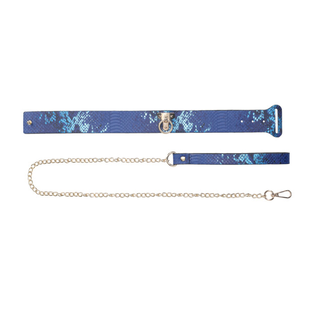 Florence Collection Collar with Leash Blue