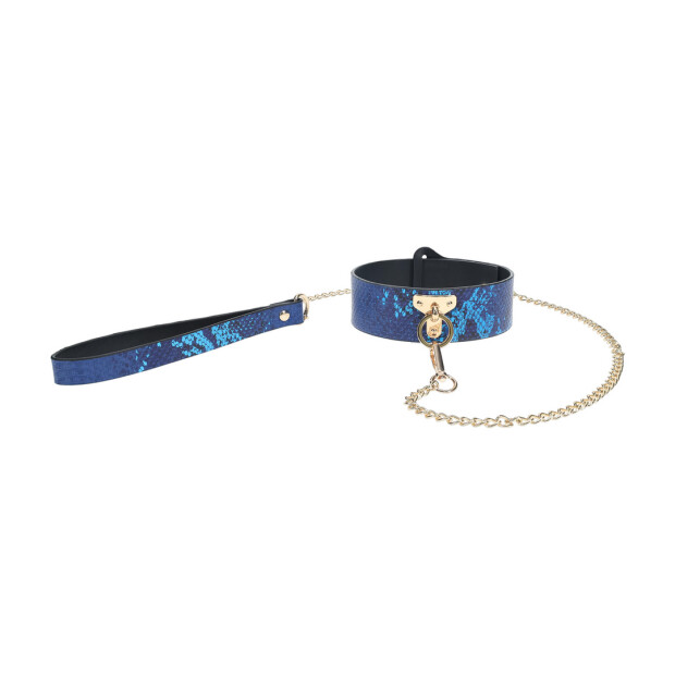 Florence Collection Collar with Leash Blue