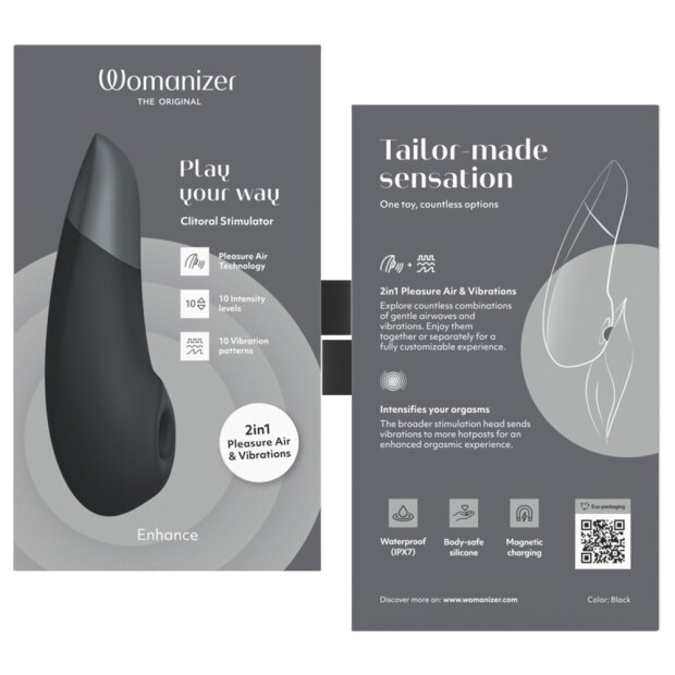 Womanizer Enhance Druckwellen Vibrator Schwarz 15,8 cm