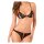 2Pc Lace Peekaboo Bra & Crotchless Thong Set Black S/M - M/L