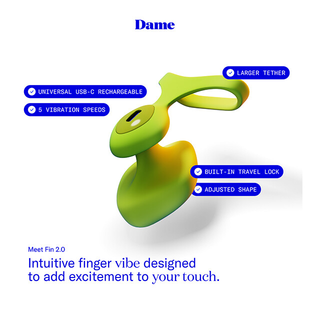 Dame Fin 2.0 Finger Vibrator Citrus