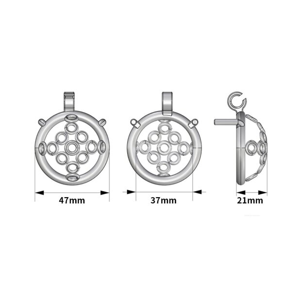 Kiotos Decorated Chastity Device with Belt Silver