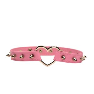 XR Brands Herz-Choker mit Nieten Rosa