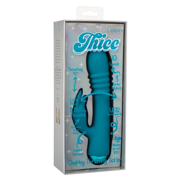 CalExotics Thicc Chubby Thrusting Tickler Vibrator Blau 21 cm