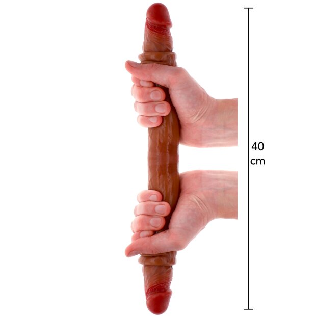 ToyJoy Get Real Silicone Foreskin Double Dong 40 cm Caramel skin tone