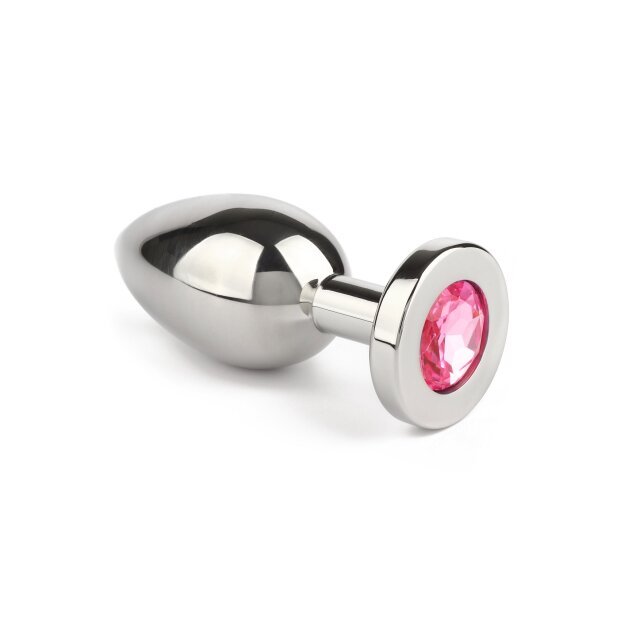Mr. Steel Jewled Butt Plug Medium Pink 3 cm