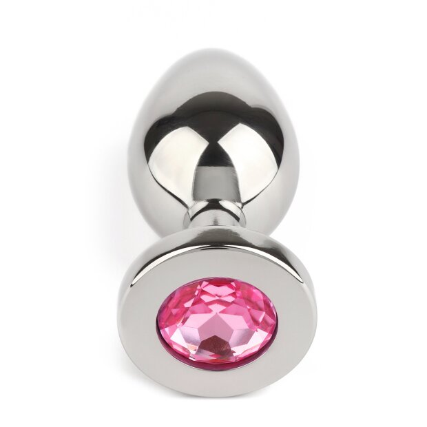 Mr. Steel Jewled Butt Plug Medium Pink 3 cm