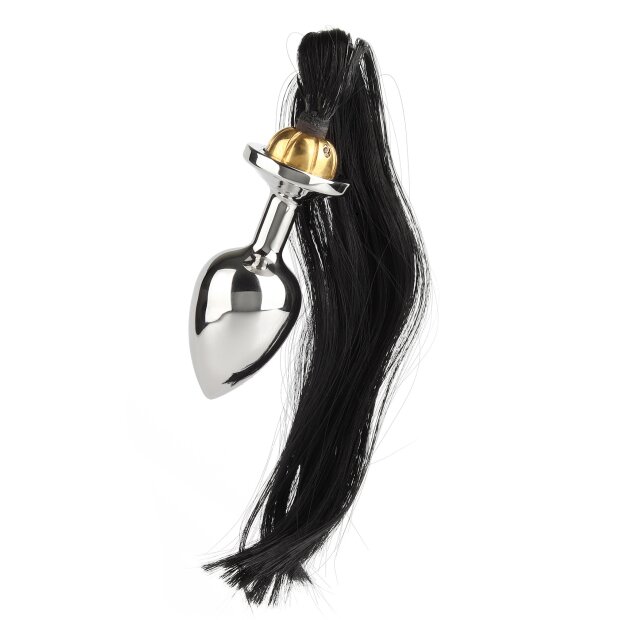 Mr. Steel Black Hair Pony Tail Rosebud Silver 3,8 cm
