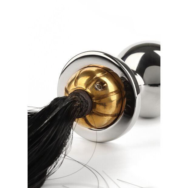 Mr. Steel Black Hair Pony Tail Rosebud Silver 3,8 cm