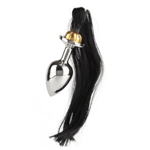 Mr. Steel Black Hair Pony Tail Rosebud Silver 3,8 cm