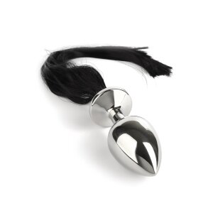 Mr. Steel Black Hair Pony Tail Rosebud Silver 3,8 cm