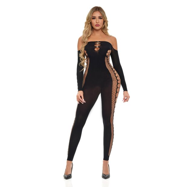 Diamond Drippin Bodystocking Black Onesize - Queensize