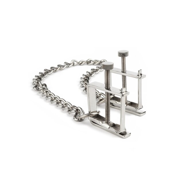 Mr. Steel Press Nipple Clamps With Chain Silver