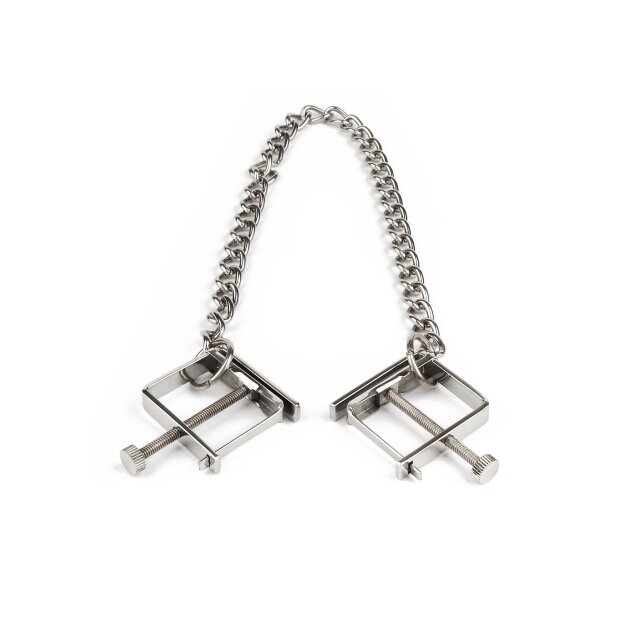 Mr. Steel Press Nipple Clamps With Chain Silver