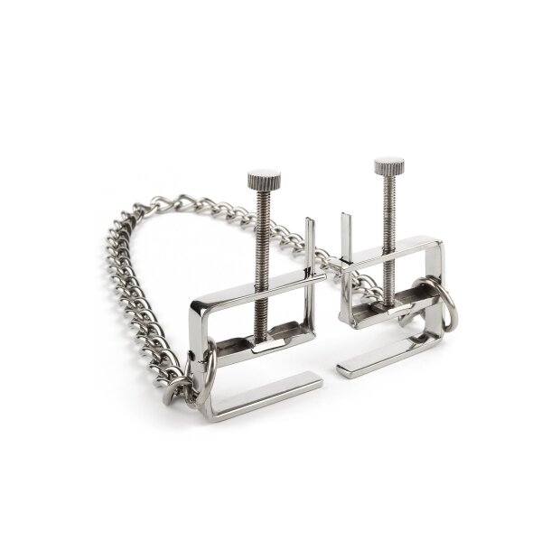 Mr. Steel Press Nipple Clamps With Chain Silver