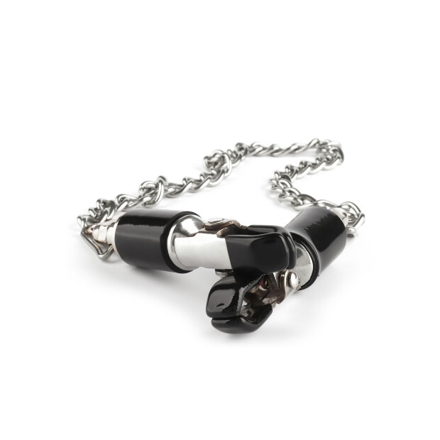 Mr. Steel Barrel Tit Clamps With Chain Silver