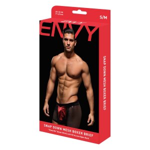 Envy Snap Down Mesh Boxer Brief Black Red S/M - L/XL