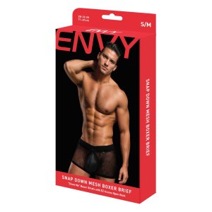Envy Snap Down Mesh Boxer Brief Black S/M - L/XL