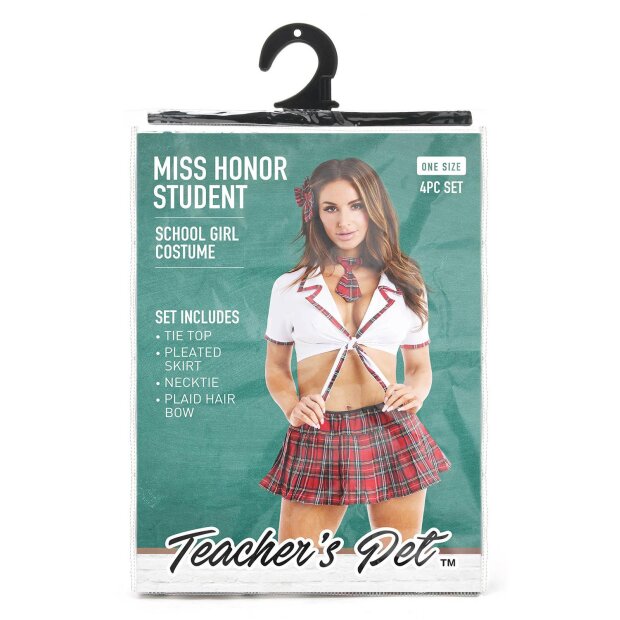 Teacher Pet Miss Honor Student 4Pcs Schoolgirl Costume Onesize - Queensize