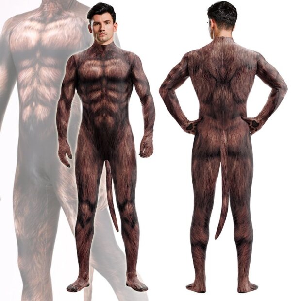 CosplayDogs Werwolf Cosplay-Jumpsuit Braun S -XL