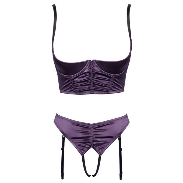 Cottelli Collection Longline Bügelhebe Bh & Strapsslip Ouvert lila 75B/S - 85C/L