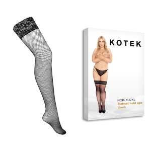 KOTEK Halterlose Strümpfe Fishnetz schwarz XL/2XL -...